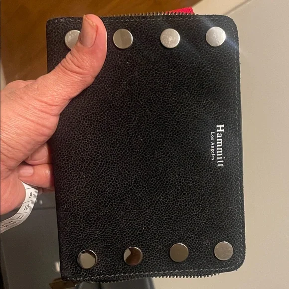 Hammitt Black  Pebbled Leather Stud Zip Wallet - Picture 4 of 6